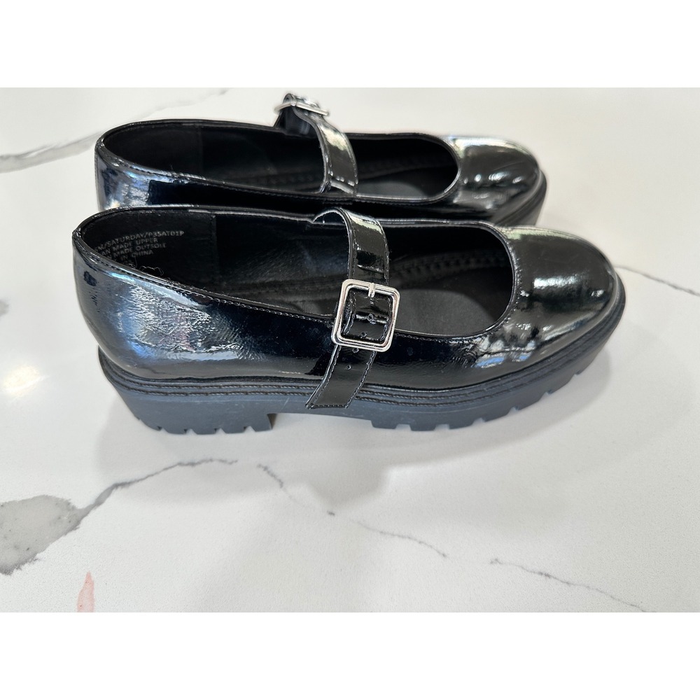Sincerely Jules Black Patent Lug Sole Mary Jane Shoes Womens Size 6M‎